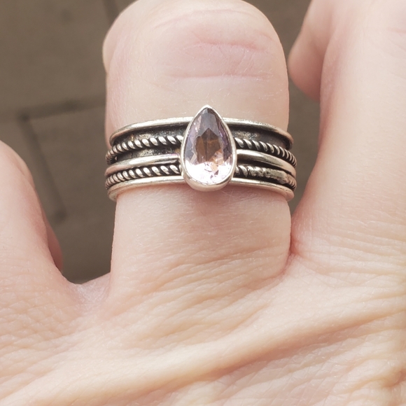 New Pink Topaz 925 Silver Spinner Meditation Ring. - Picture 9 of 11